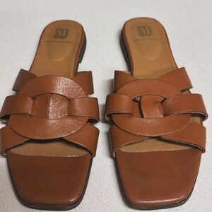 Bruno Magli Tan Leather Slide Sandals